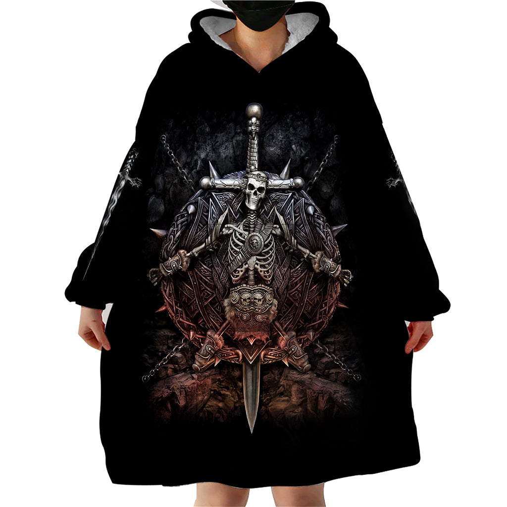 Warrior Skull Wearable Blanket Hoodie Skull Warrior Viking - Wonder Print Shop