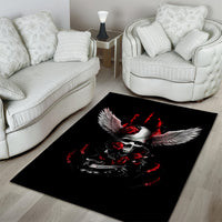 Wings Rose Skull Area Rug Romantic Rose Skull Wings - Wonder Print Shop