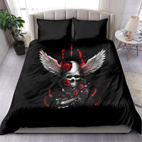 Wings Rose Skull Bedding Set Romantic Rose Skull Wings - Wonder Print Shop