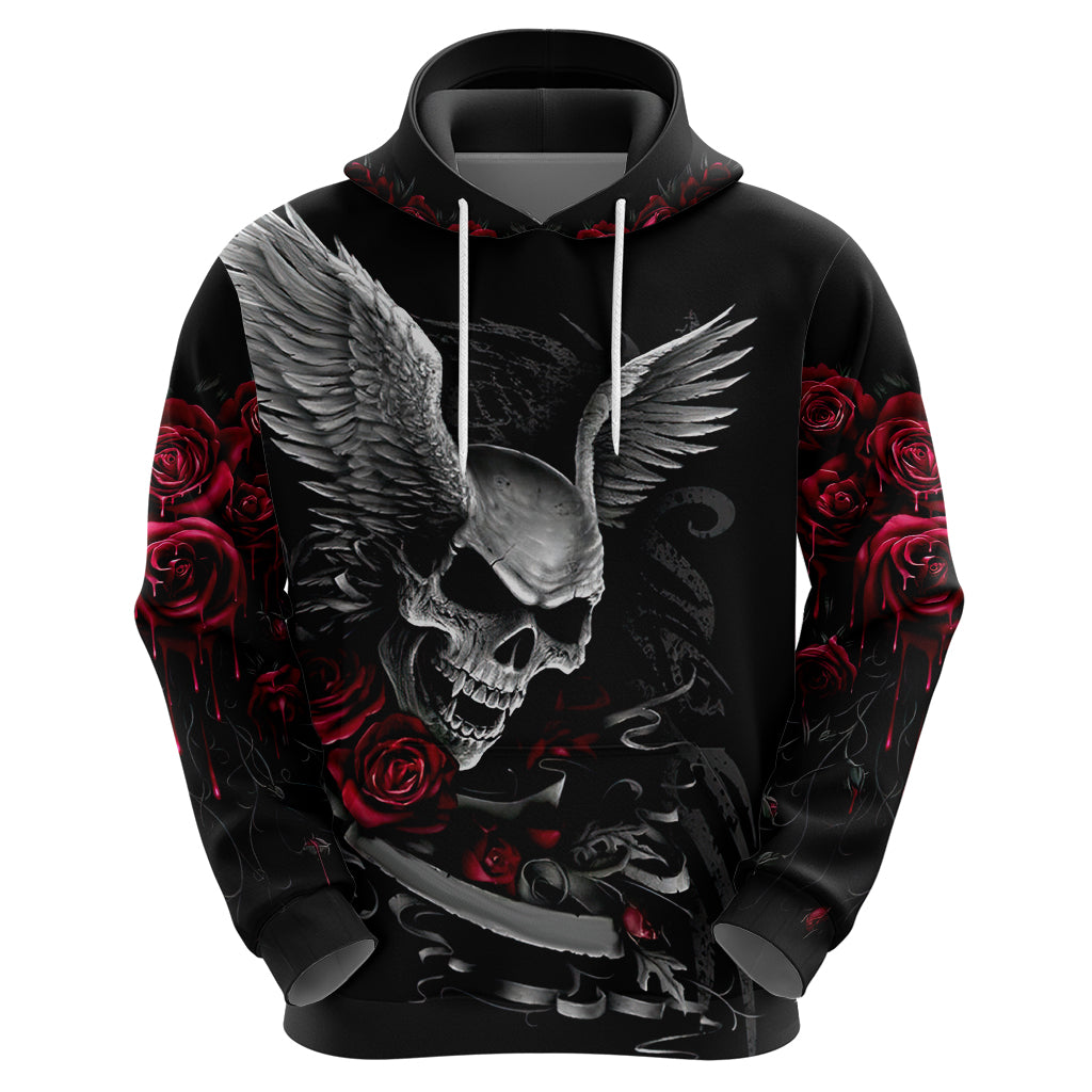 Wings Rose Skull Hoodie Romantic Rose Skull Wings - Wonder Print Shop
