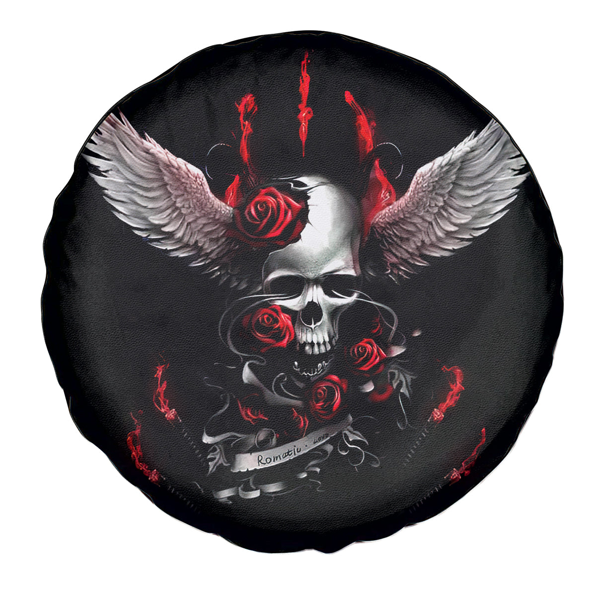Wings Rose Skull Spare Tire Cover Romantic Rose Skull Wings - Wonder Print Shop