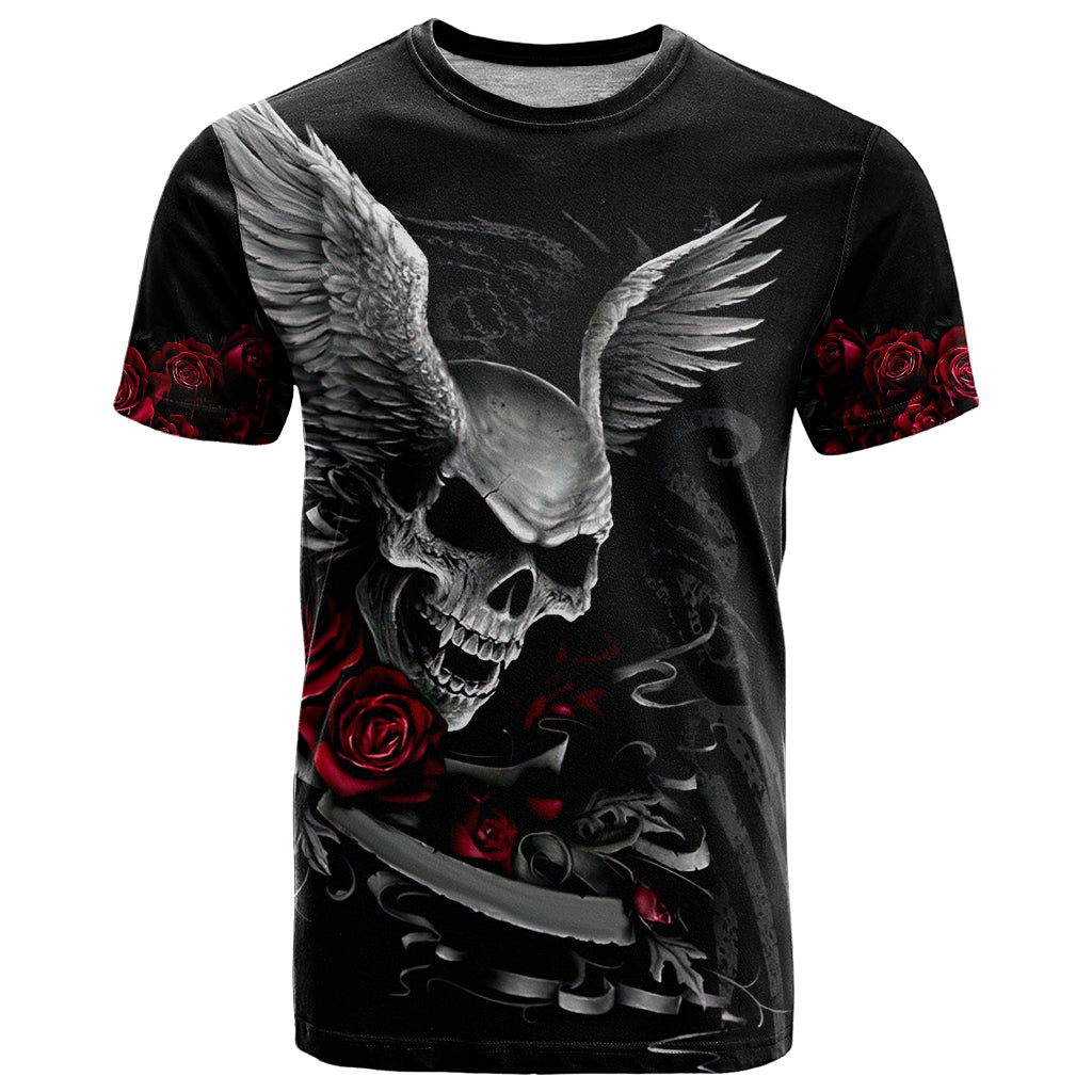 Wings Rose Skull T Shirt Romantic Rose Skull Wings - Wonder Print Shop