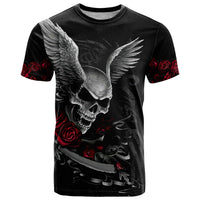 Wings Rose Skull T Shirt Romantic Rose Skull Wings - Wonder Print Shop