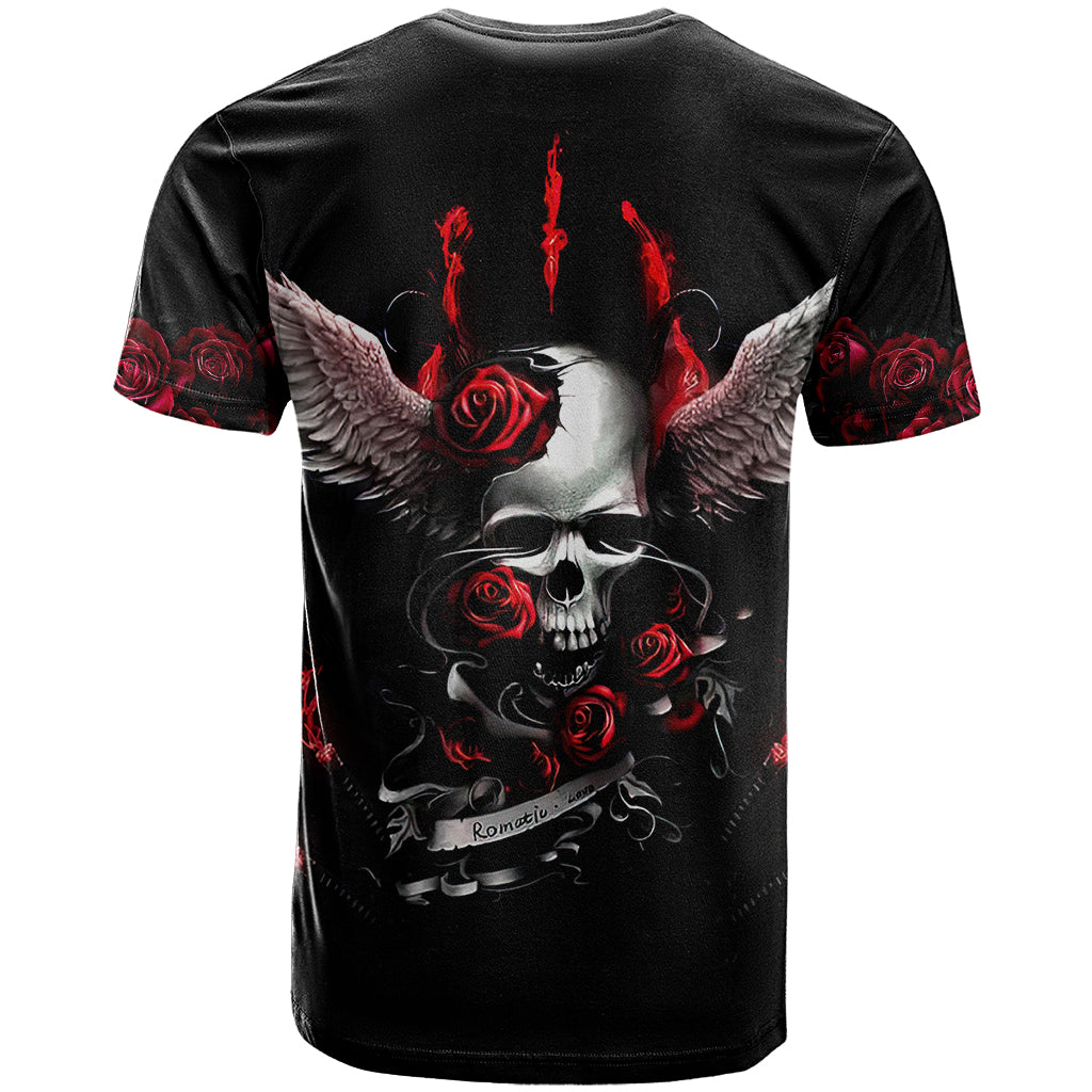 Wings Rose Skull T Shirt Romantic Rose Skull Wings - Wonder Print Shop