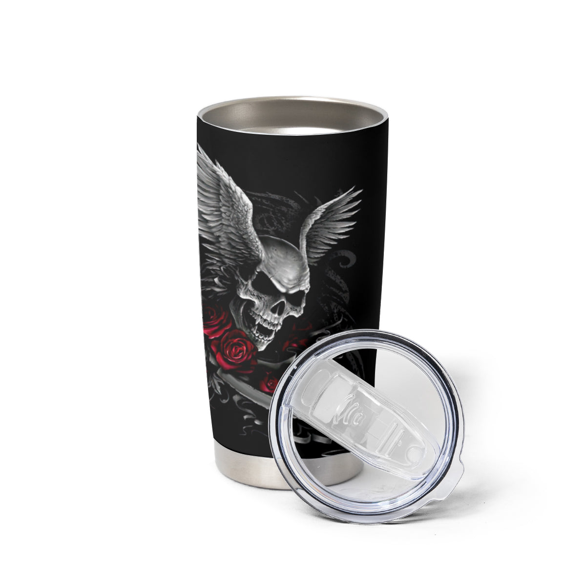 Wings Rose Skull Tumbler Cup Romantic Rose Skull Wings - Wonder Print Shop