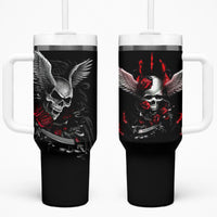 Wings Rose Skull Tumbler With Handle Romantic Rose Skull Wings - Wonder Print Shop