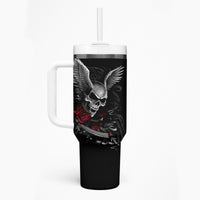 Wings Rose Skull Tumbler With Handle Romantic Rose Skull Wings - Wonder Print Shop