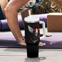 Wings Rose Skull Tumbler With Handle Romantic Rose Skull Wings - Wonder Print Shop