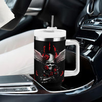Wings Rose Skull Tumbler With Handle Romantic Rose Skull Wings - Wonder Print Shop