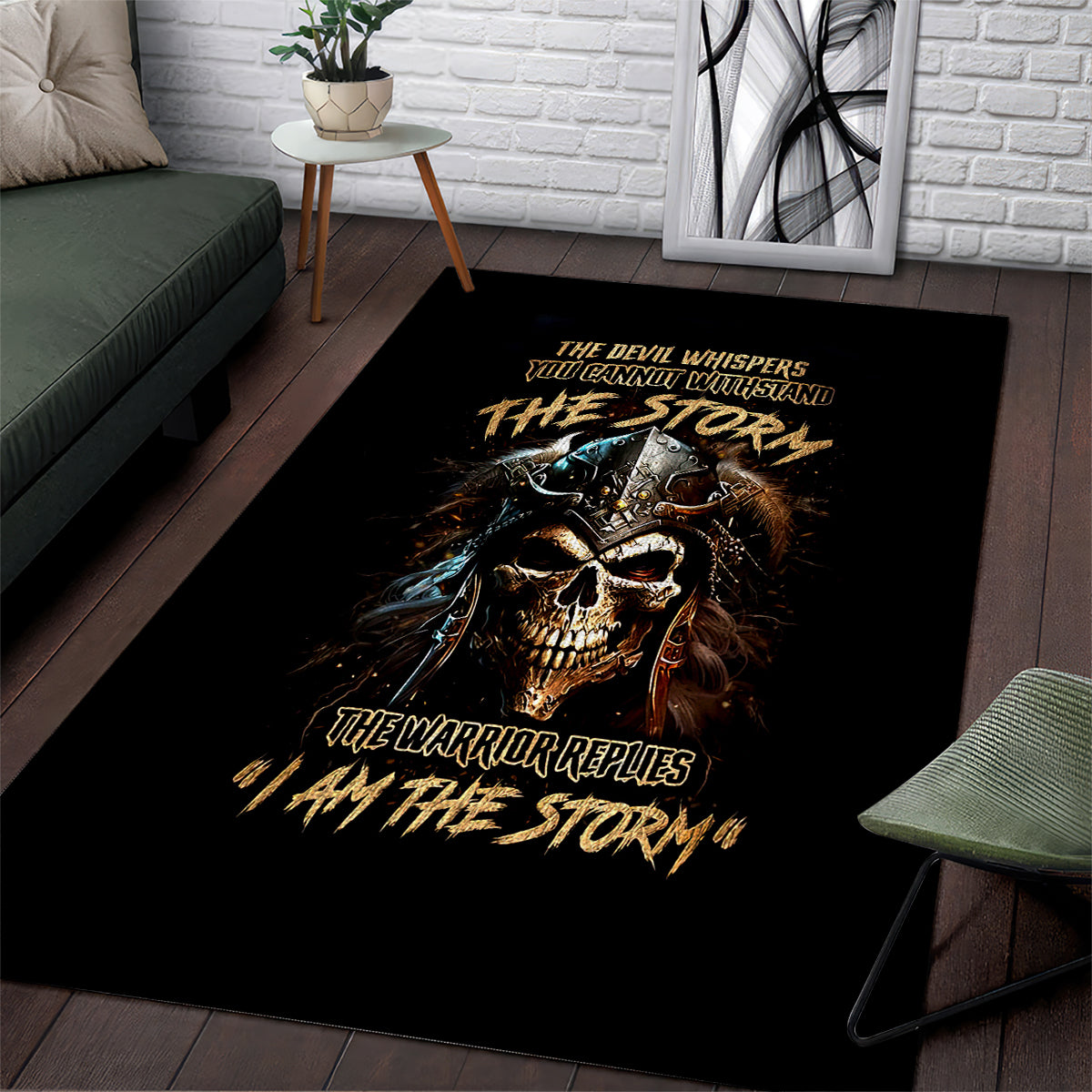 Warrior Skull Area Rug The Warrior Replies Iam The Storm - Wonder Print Shop