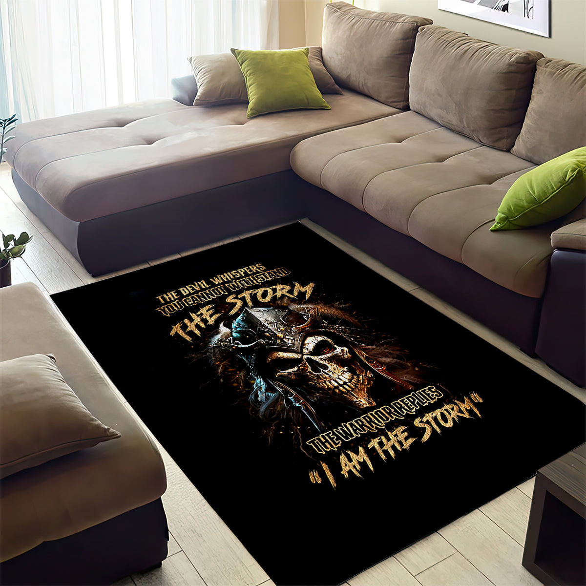Warrior Skull Area Rug The Warrior Replies Iam The Storm - Wonder Print Shop