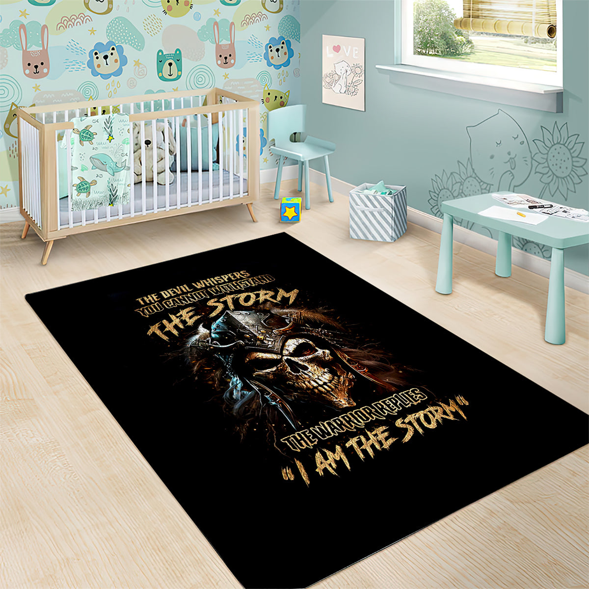 Warrior Skull Area Rug The Warrior Replies Iam The Storm - Wonder Print Shop