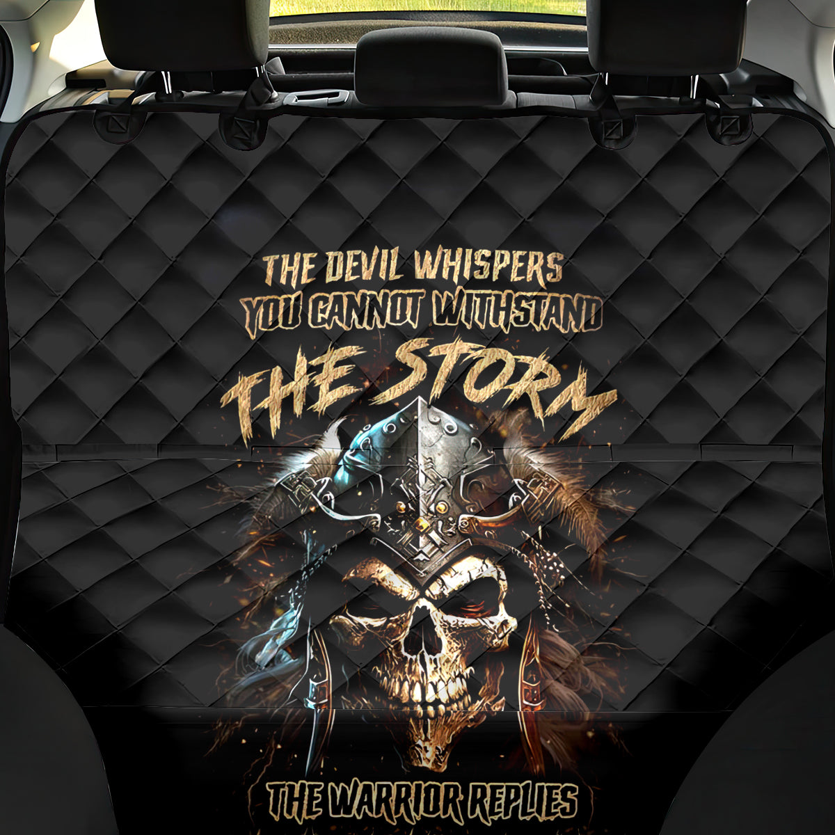 Warrior Skull Back Car Seat Cover The Warrior Replies Iam The Storm - Wonder Print Shop