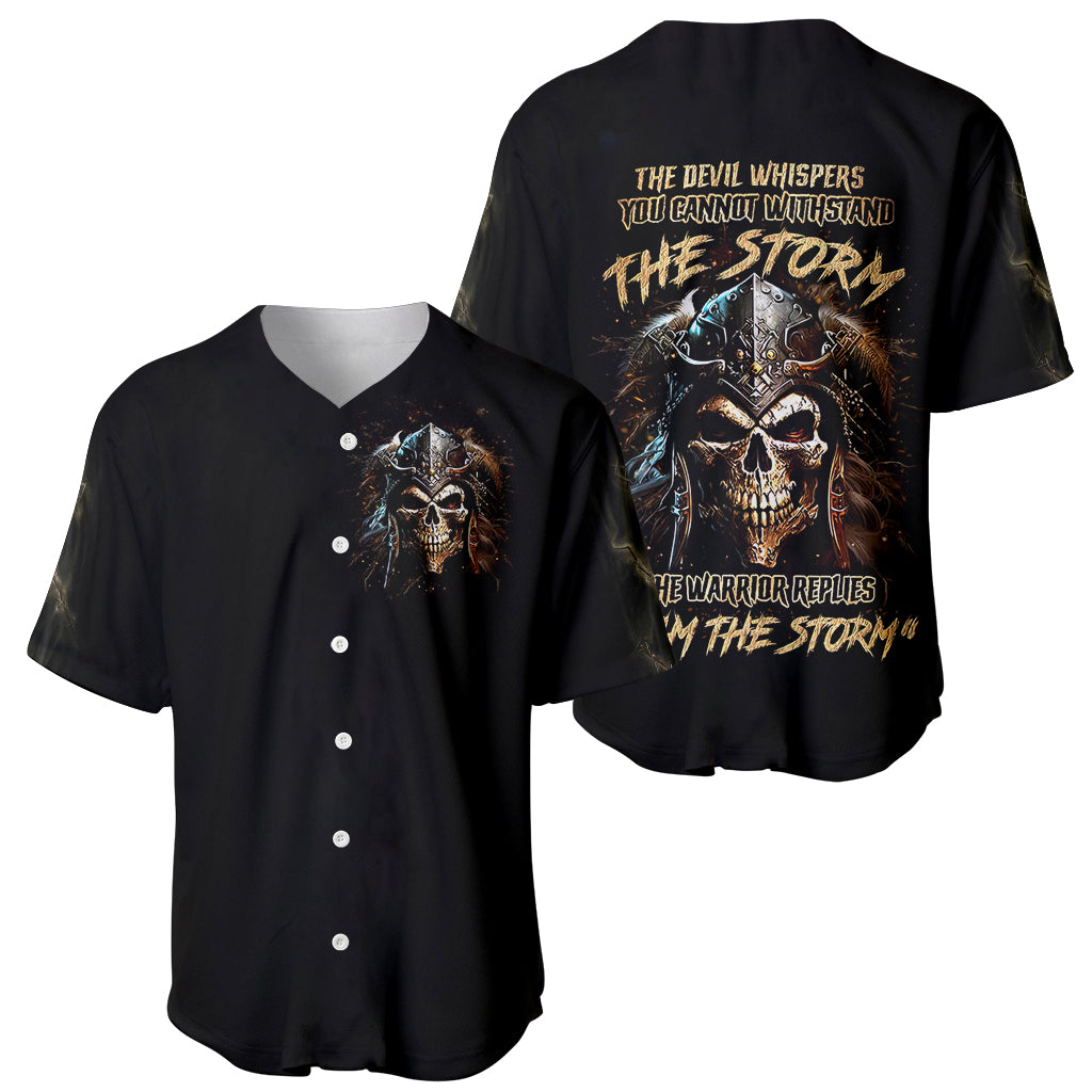 Warrior Skull Baseball Jersey The Warrior Replies Iam The Storm - Wonder Print Shop