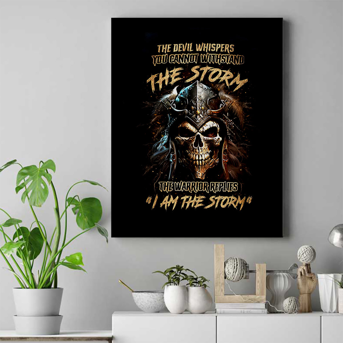 Warrior Skull Canvas Wall Art The Warrior Replies Iam The Storm - Wonder Print Shop