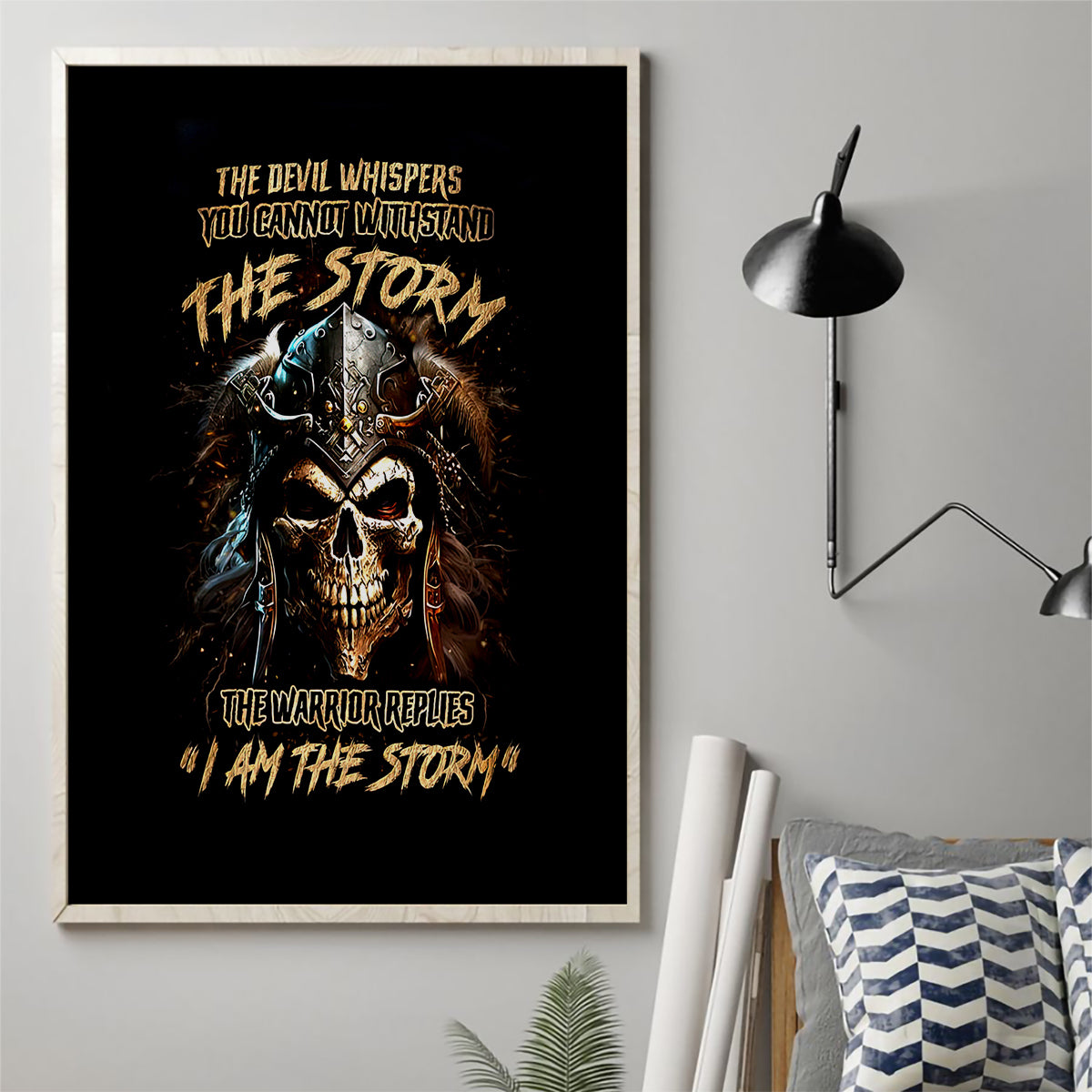 Warrior Skull Canvas Wall Art The Warrior Replies Iam The Storm - Wonder Print Shop
