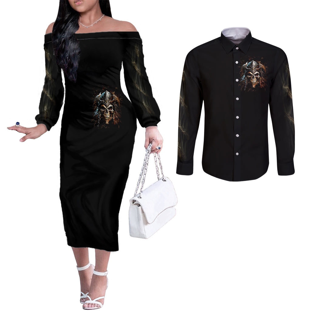 warrior-skull-couples-matching-off-the-shoulder-long-sleeve-dress-and-long-sleeve-button-shirts-the-warrior-replies-iam-the-storm