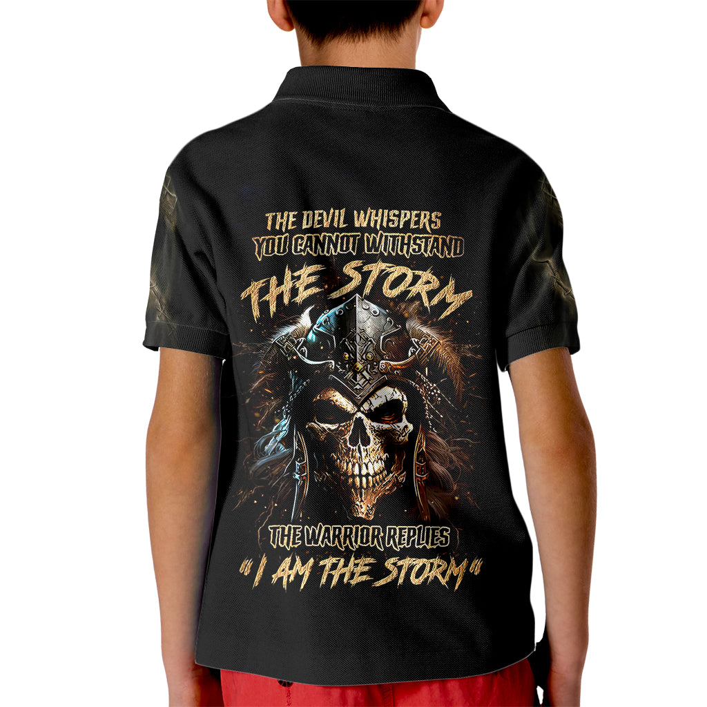 Warrior Skull Kid Polo Shirt The Warrior Replies Iam The Storm - Wonder Print Shop