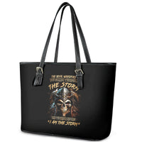 Warrior Skull Leather Tote Bag The Warrior Replies Iam The Storm - Wonder Print Shop