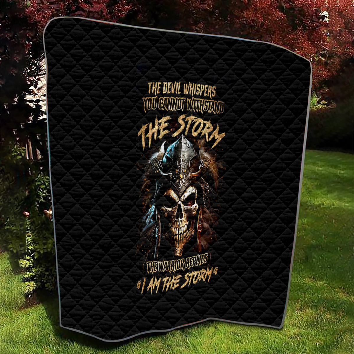Warrior Skull Quilt The Warrior Replies Iam The Storm - Wonder Print Shop