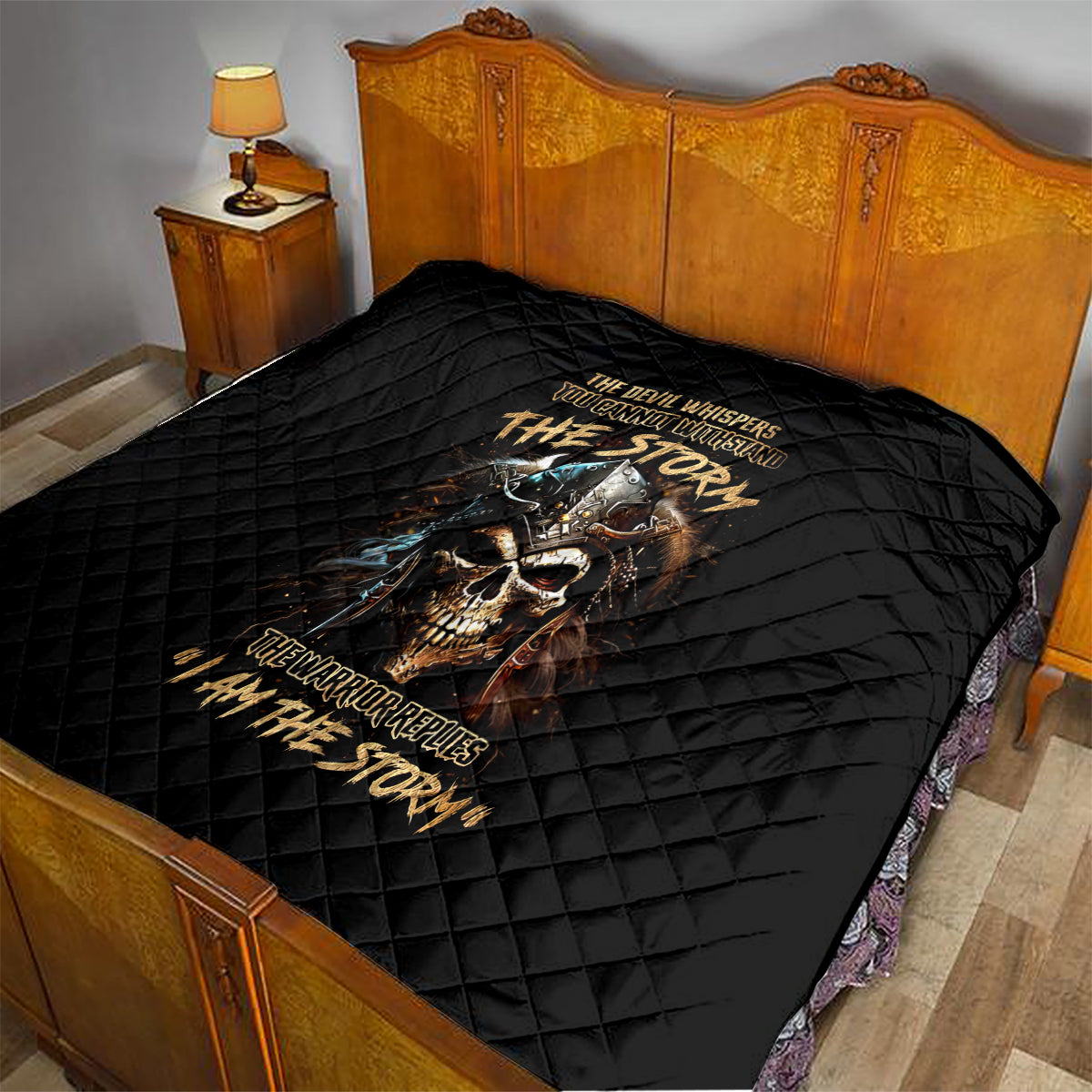Warrior Skull Quilt The Warrior Replies Iam The Storm - Wonder Print Shop