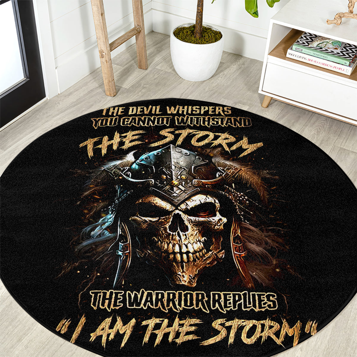 warrior-skull-round-carpet-the-warrior-replies-iam-the-storm