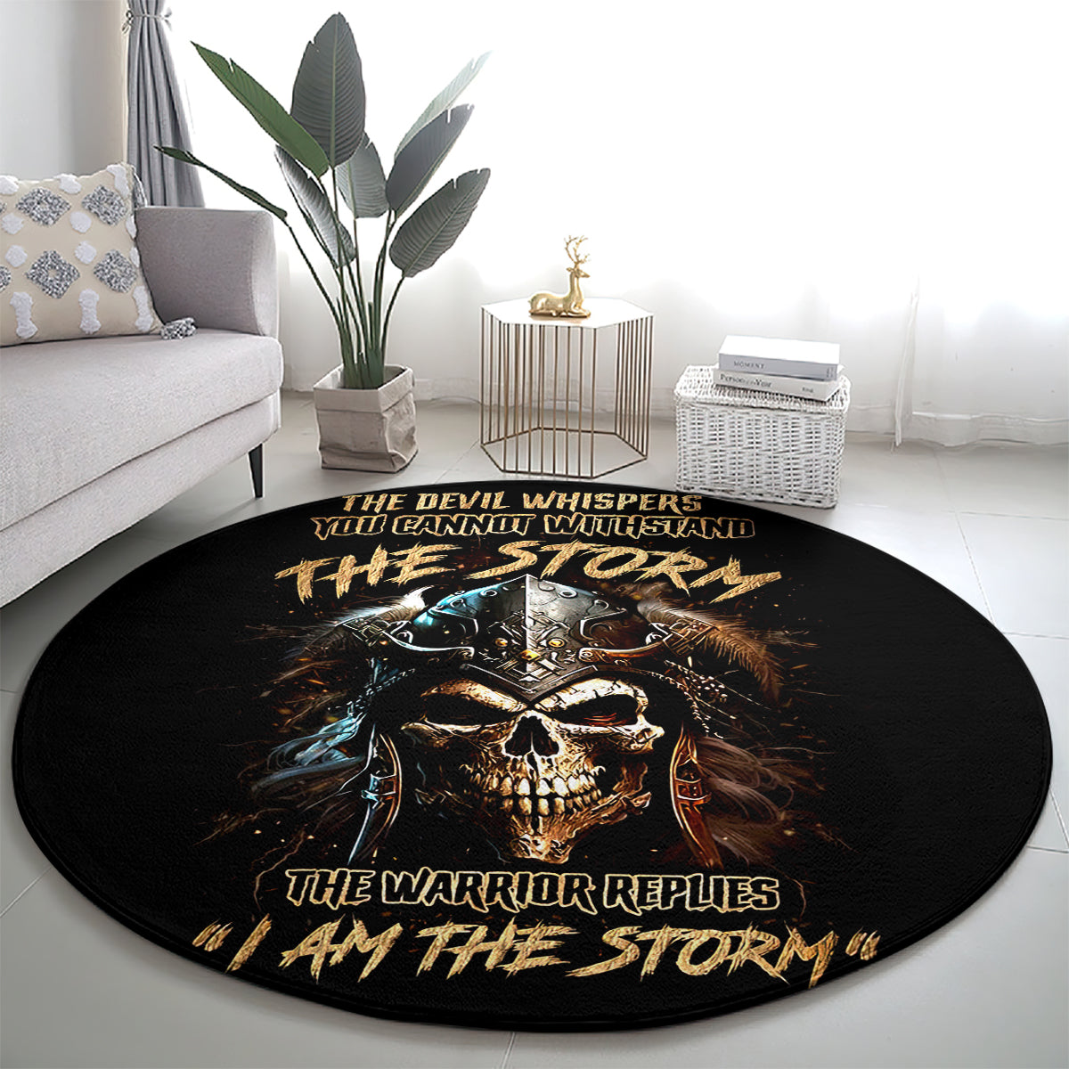 warrior-skull-round-carpet-the-warrior-replies-iam-the-storm