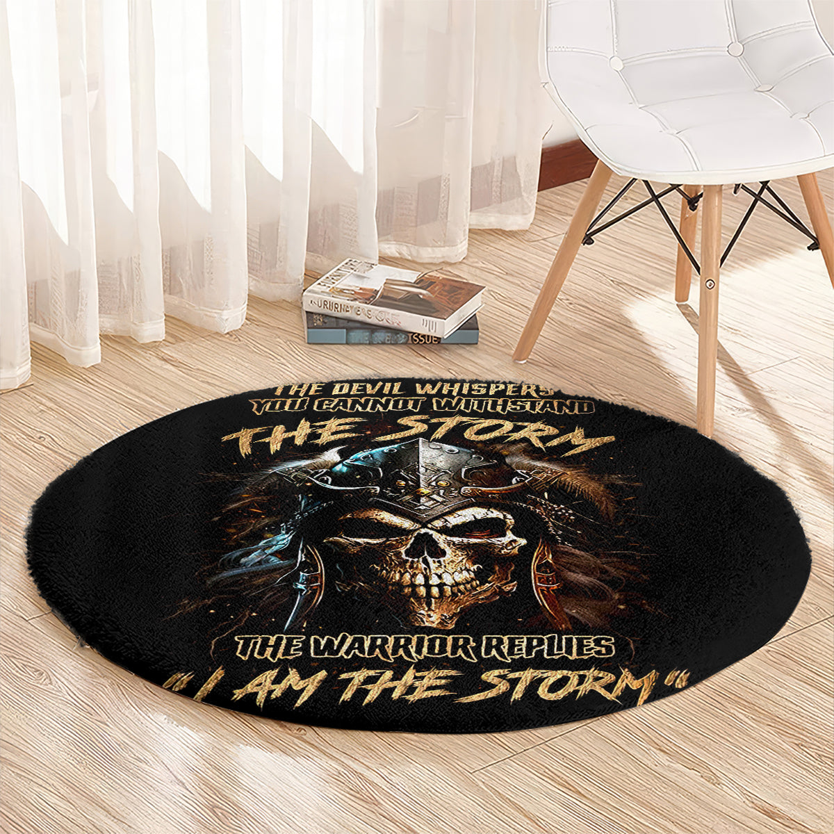 warrior-skull-round-carpet-the-warrior-replies-iam-the-storm