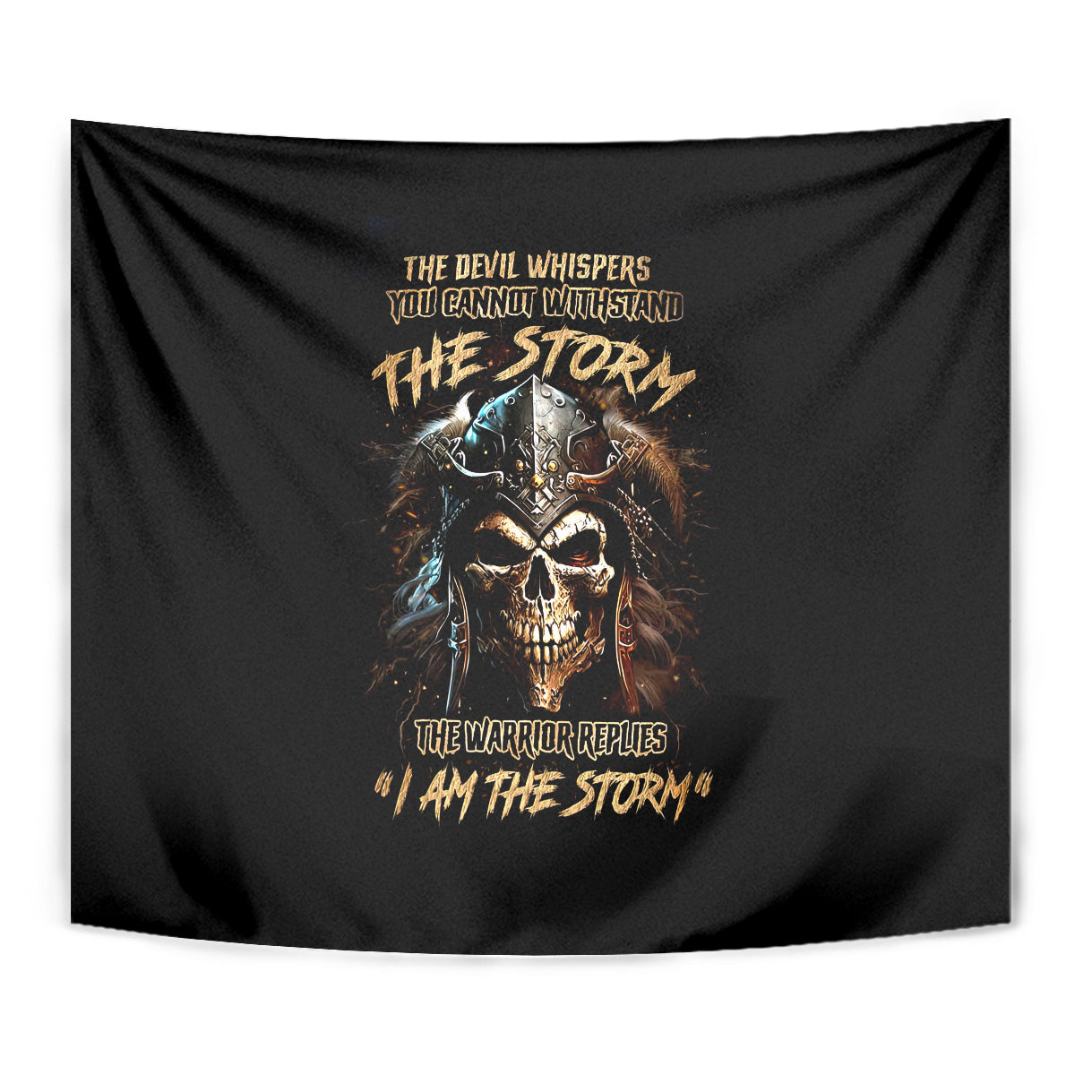Warrior Skull Tapestry The Warrior Replies Iam The Storm - Wonder Print Shop