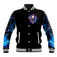 Fire Skull Baseball Jacket Your Demon Hide Under Your Bed - Wonder Print Shop