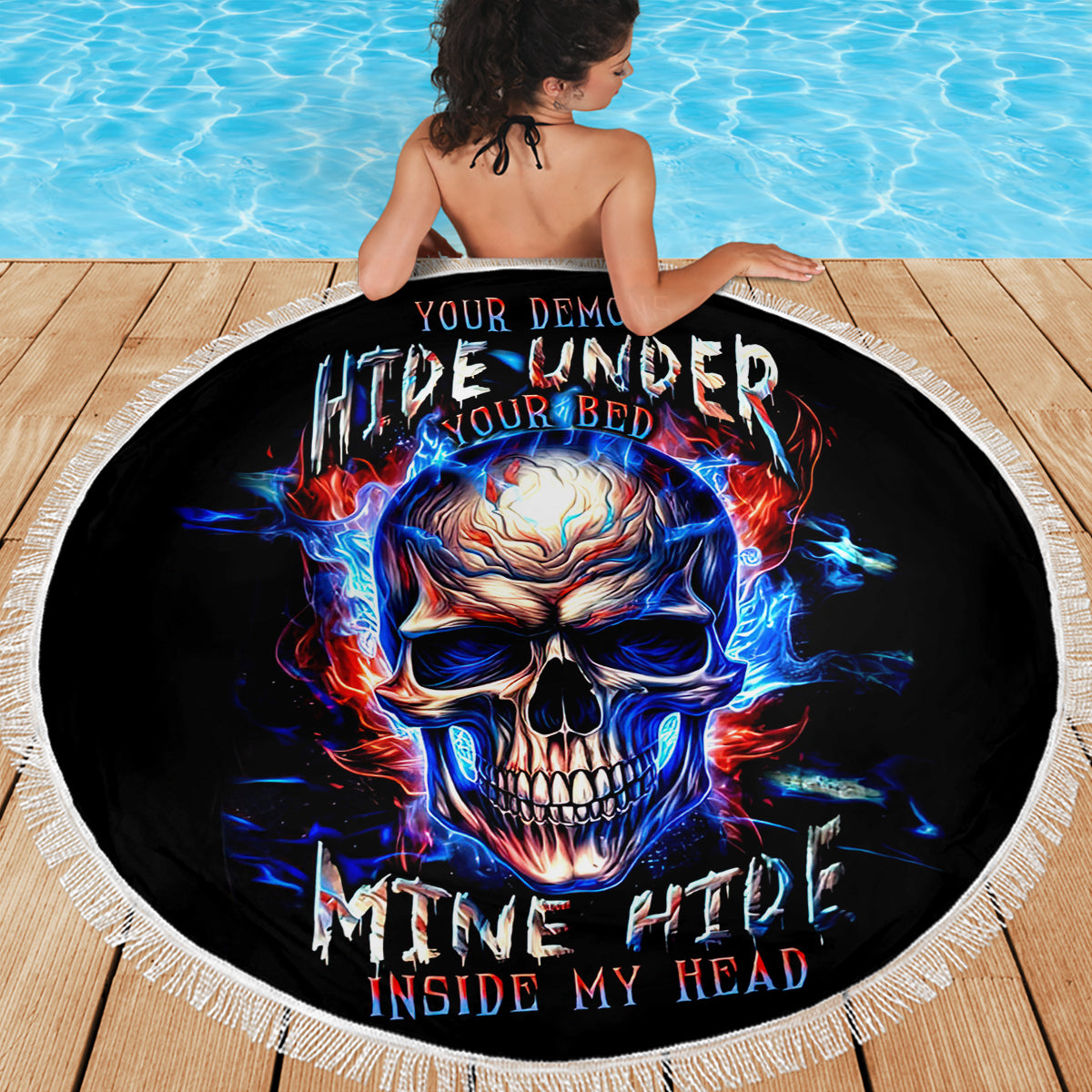 Fire Skull Beach Blanket Your Demon Hide Under Your Bed - Wonder Print Shop
