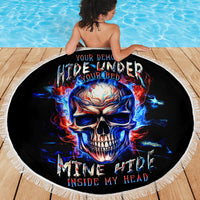 Fire Skull Beach Blanket Your Demon Hide Under Your Bed - Wonder Print Shop