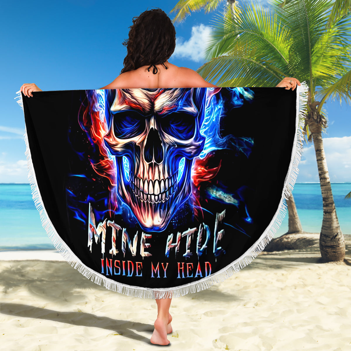 Fire Skull Beach Blanket Your Demon Hide Under Your Bed - Wonder Print Shop