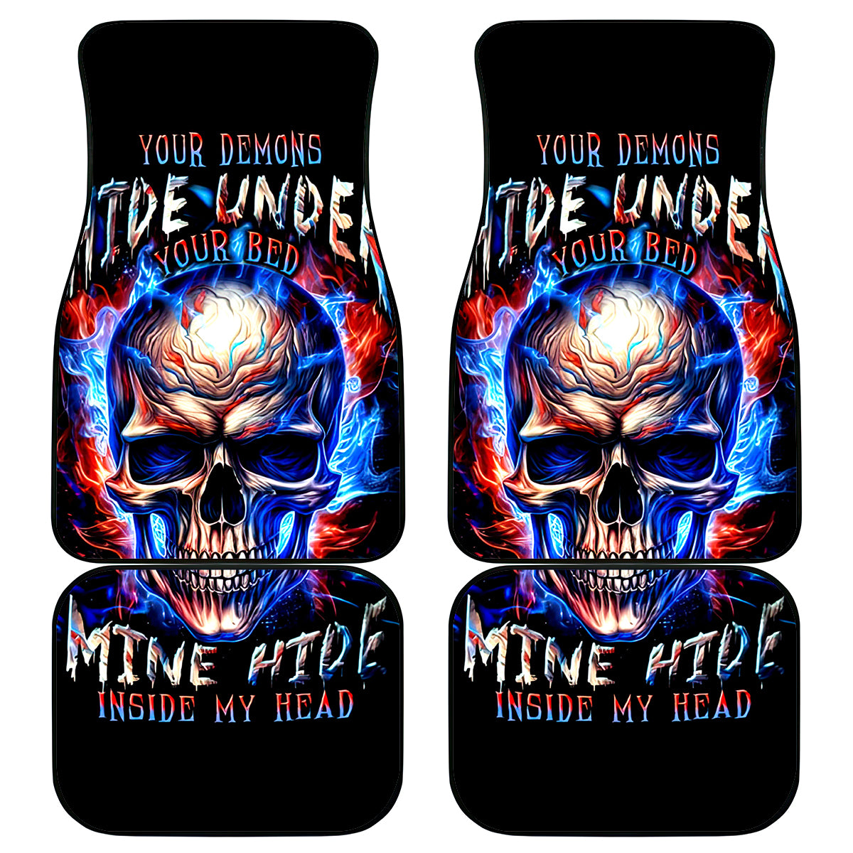 Fire Skull Car Mats Your Demon Hide Under Your Bed - Wonder Print Shop