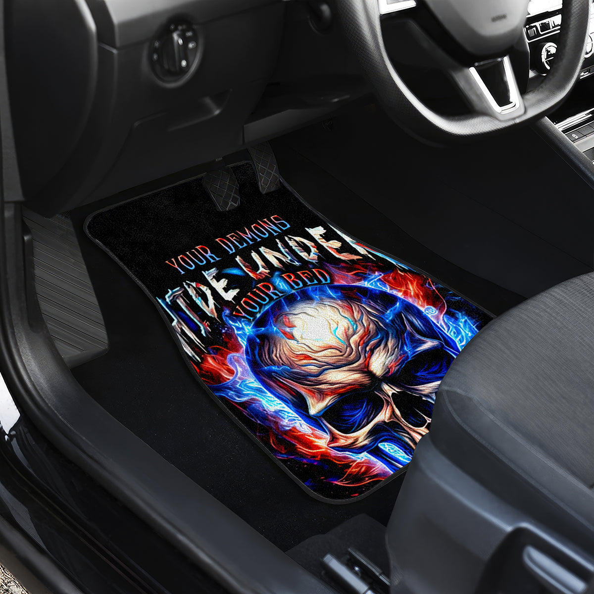 Fire Skull Car Mats Your Demon Hide Under Your Bed - Wonder Print Shop