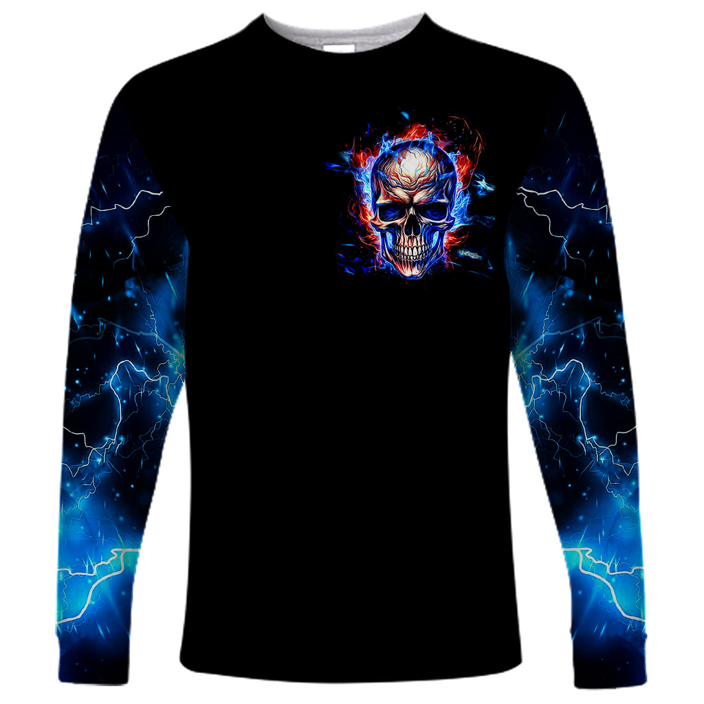 Fire Skull Long Sleeve Shirt Your Demon Hide Under Your Bed - Wonder Print Shop