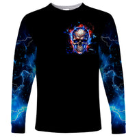 Fire Skull Long Sleeve Shirt Your Demon Hide Under Your Bed - Wonder Print Shop