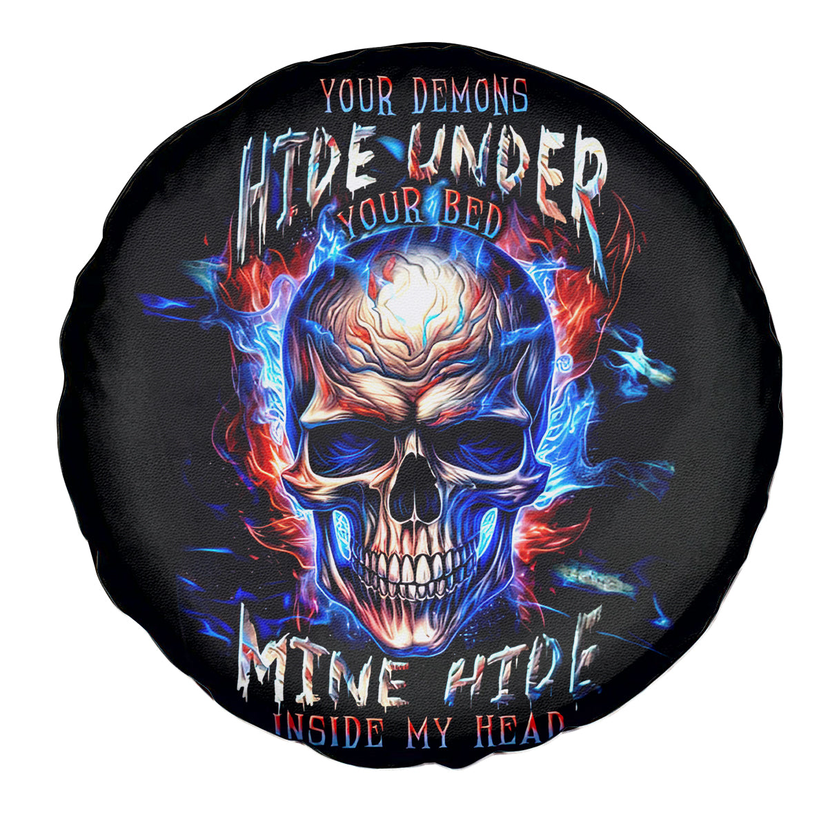 Fire Skull Spare Tire Cover Your Demon Hide Under Your Bed - Wonder Print Shop