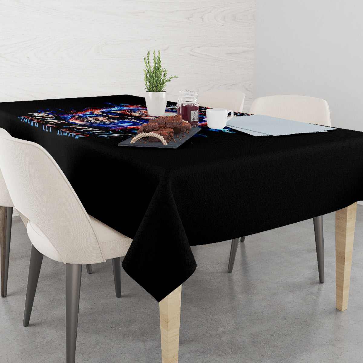 Fire Skull Tablecloth Your Demon Hide Under Your Bed - Wonder Print Shop