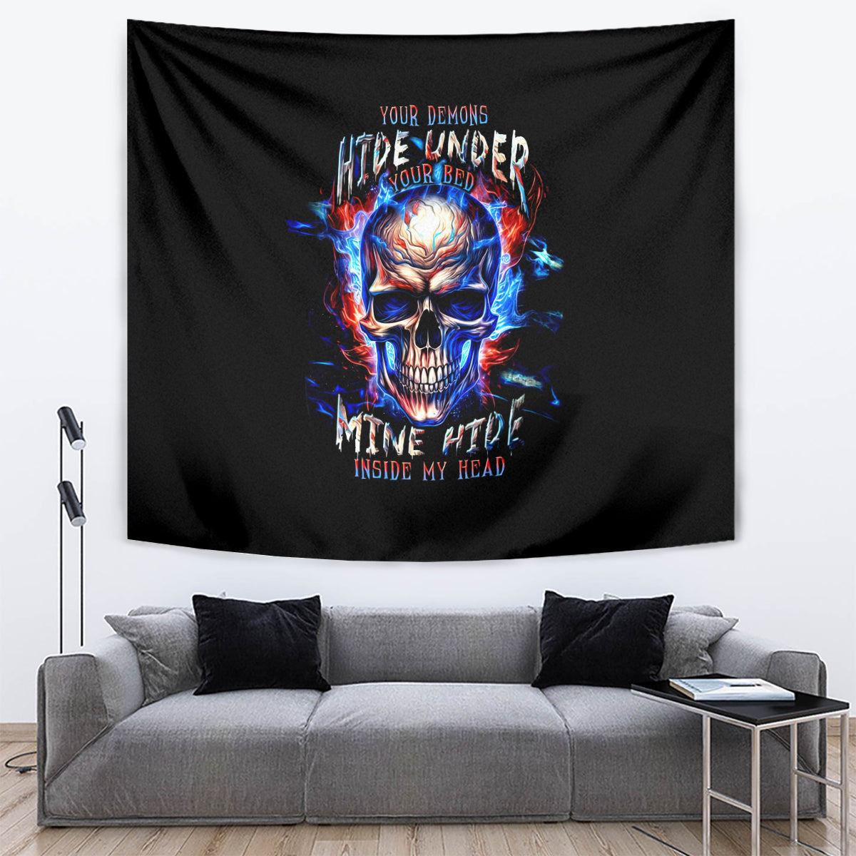 Fire Skull Tapestry Your Demon Hide Under Your Bed - Wonder Print Shop
