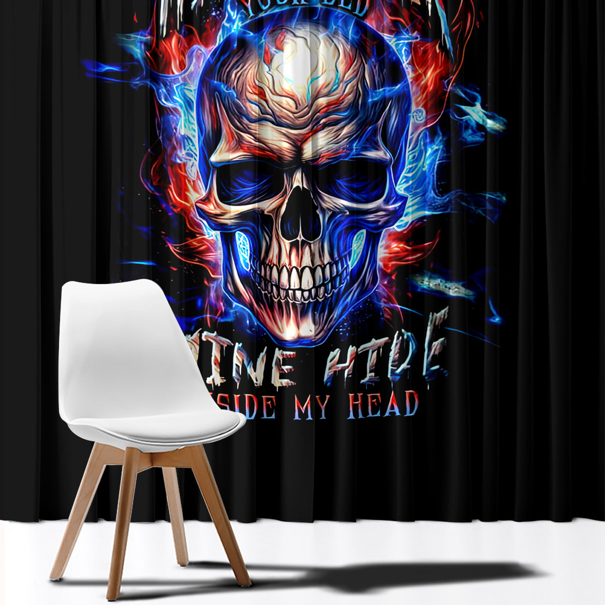 Fire Skull Window Curtain Your Demon Hide Under Your Bed - Wonder Print Shop
