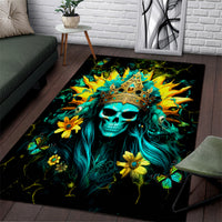 Sunflower Skull Area Rug Bitch I'm Not A Princess I'm The Fucking Queen - Wonder Print Shop