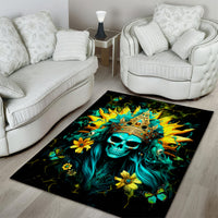 Sunflower Skull Area Rug Bitch I'm Not A Princess I'm The Fucking Queen - Wonder Print Shop