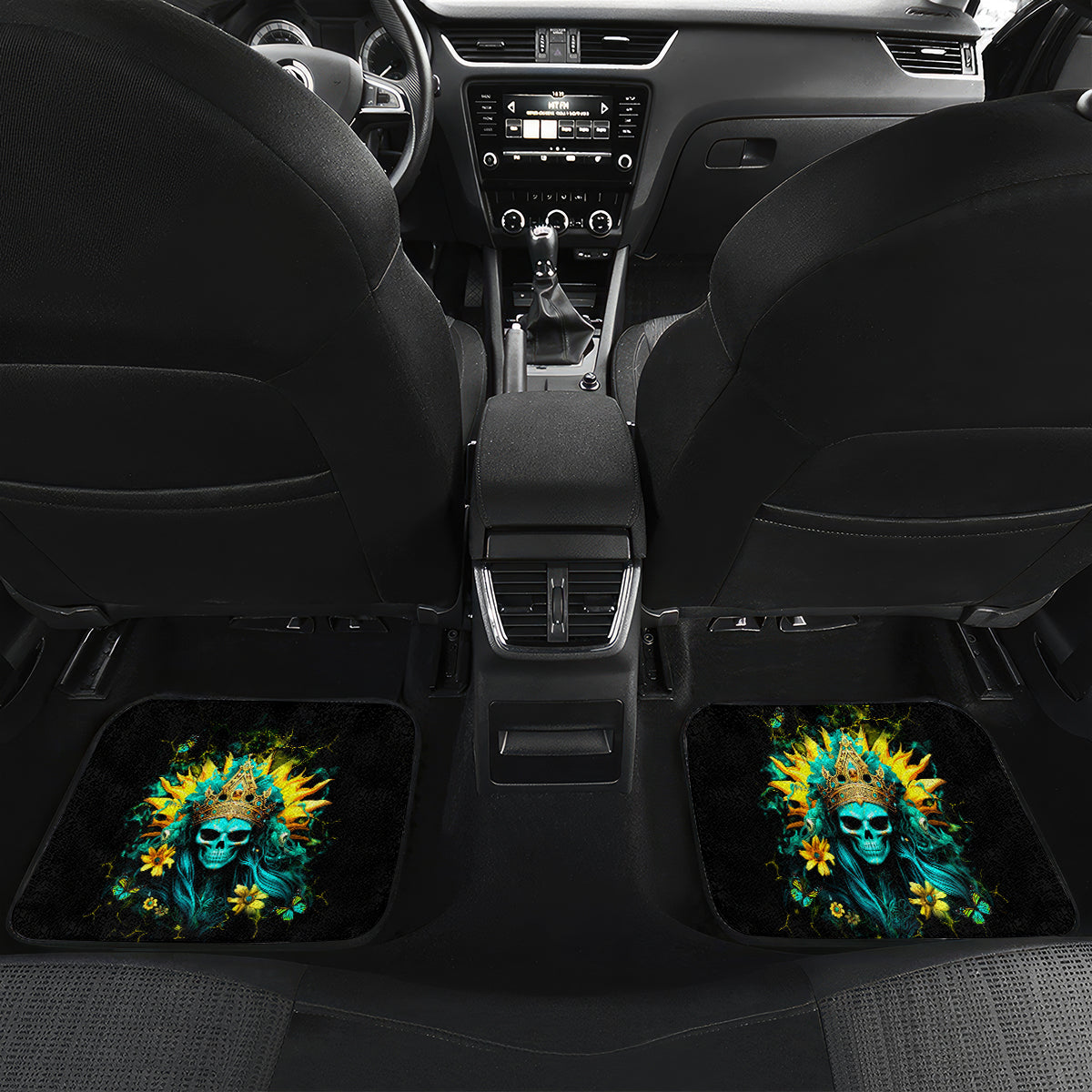 Sunflower Skull Car Mats Bitch I'm Not A Princess I'm The Fucking Queen - Wonder Print Shop