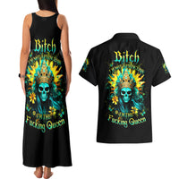 Sunflower Skull Couples Matching Tank Maxi Dress and Hawaiian Shirt Bitch I'm Not A Princess I'm The Fucking Queen - Wonder Print Shop