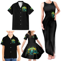 Sunflower Skull Family Matching Tank Maxi Dress and Hawaiian Shirt Bitch I'm Not A Princess I'm The Fucking Queen - Wonder Print Shop