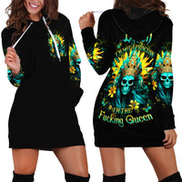 Sunflower Skull Hoodie Dress Bitch I'm Not A Princess I'm The Fucking Queen - Wonder Print Shop