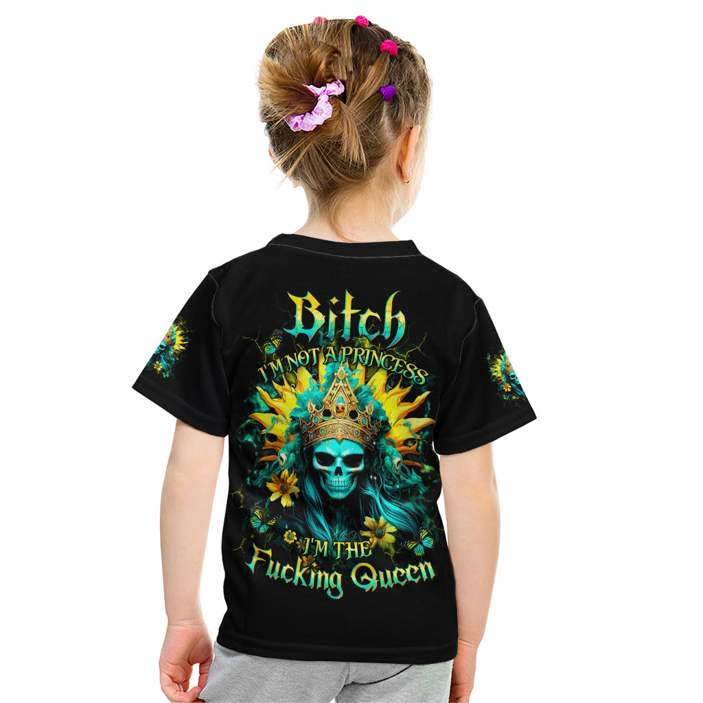 Sunflower Skull Kid T Shirt Bitch I'm Not A Princess I'm The Fucking Queen - Wonder Print Shop