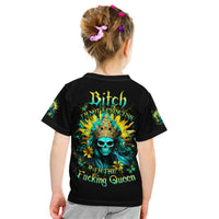 Sunflower Skull Kid T Shirt Bitch I'm Not A Princess I'm The Fucking Queen - Wonder Print Shop