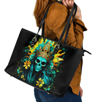 Sunflower Skull Leather Tote Bag Bitch I'm Not A Princess I'm The Fucking Queen - Wonder Print Shop